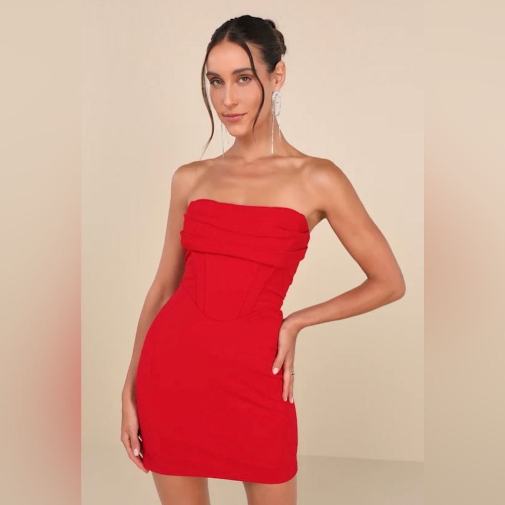 NWT lulus DRAMATIC INTENT strapless corset Bodycon mini XS